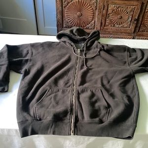 Brandy Melville Black Zip-Up Hooded Oversized Sweatshirt O/S